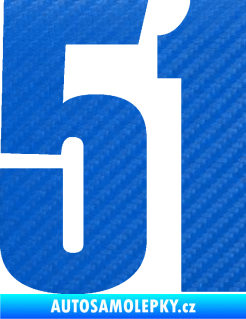 Samolepka Startovní číslo 51 typ 2 3D karbon modrý