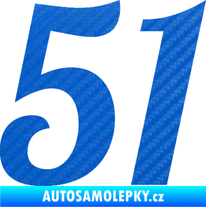 Samolepka Startovní číslo 51 typ 3 3D karbon modrý