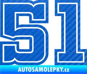 Samolepka Startovní číslo 51 typ 5 3D karbon modrý