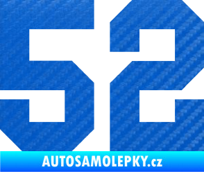 Samolepka Startovní číslo 52 3D karbon modrý