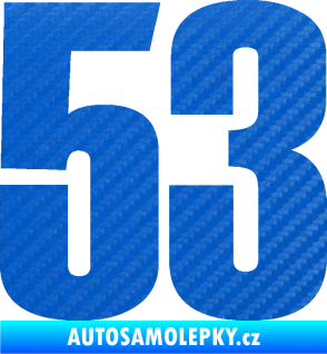Samolepka Startovní číslo 53 typ 2  3D karbon modrý