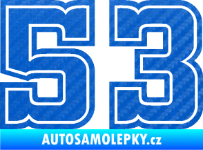 Samolepka Startovní číslo 53 typ 5 3D karbon modrý
