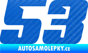Samolepka Startovní číslo 53 typ 6 3D karbon modrý