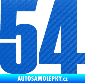 Samolepka Startovní číslo 54 typ 2   3D karbon modrý