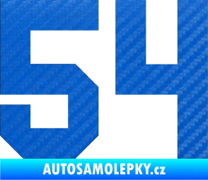 Samolepka Startovní číslo 54 3D karbon modrý