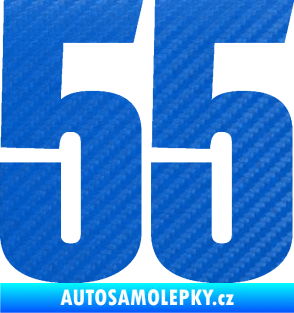 Samolepka Startovní číslo 55 typ 2   3D karbon modrý