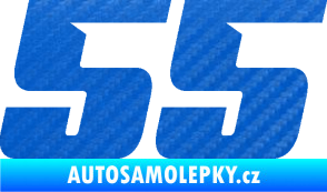 Samolepka Startovní číslo 55 typ 6 3D karbon modrý