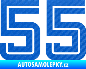 Samolepka Startovní číslo 55 typ 7 3D karbon modrý