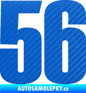 Samolepka Startovní číslo 56 typ 2   3D karbon modrý