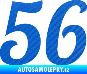 Samolepka Startovní číslo 56 typ 3 3D karbon modrý