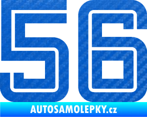 Samolepka Startovní číslo 56 typ 7 3D karbon modrý