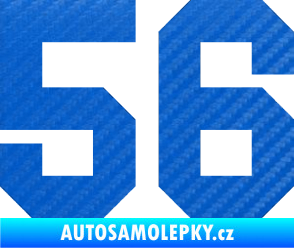 Samolepka Startovní číslo 56 3D karbon modrý