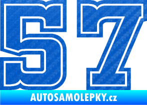 Samolepka Startovní číslo 57 typ 5 3D karbon modrý