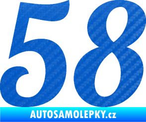Samolepka Startovní číslo 58 typ 3 3D karbon modrý