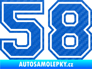 Samolepka Startovní číslo 58 typ 4 3D karbon modrý