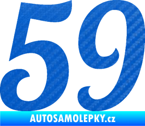 Samolepka Startovní číslo 59 typ 3 3D karbon modrý