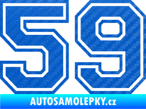 Samolepka Startovní číslo 59 typ 4 3D karbon modrý