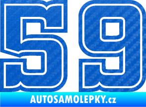 Samolepka Startovní číslo 59 typ 5 3D karbon modrý