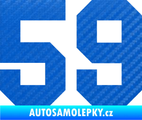 Samolepka Startovní číslo 59 3D karbon modrý