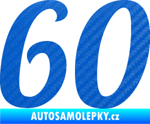 Samolepka Startovní číslo 60 typ 3 3D karbon modrý