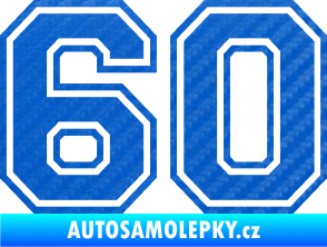 Samolepka Startovní číslo 60 typ 4 3D karbon modrý