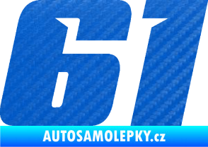 Samolepka Startovní číslo 61 typ 6 3D karbon modrý