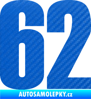Samolepka Startovní číslo 62 typ 2  3D karbon modrý