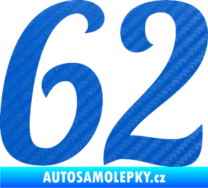 Samolepka Startovní číslo 62 typ 3 3D karbon modrý
