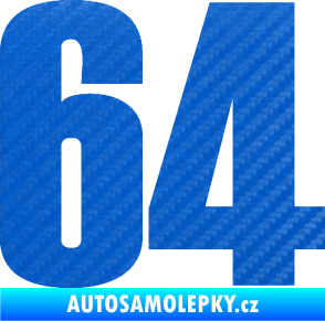 Samolepka Startovní číslo 64 typ 2    3D karbon modrý