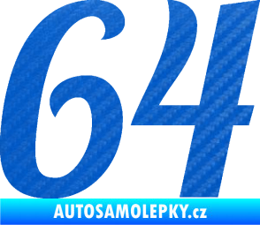 Samolepka Startovní číslo 64 typ 3 3D karbon modrý