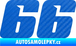Samolepka Startovní číslo 66 typ 6 3D karbon modrý