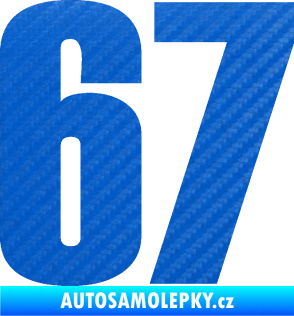 Samolepka Startovní číslo 67 typ 2      3D karbon modrý