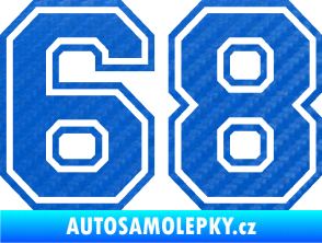 Samolepka Startovní číslo 68 typ 4 3D karbon modrý
