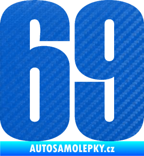 Samolepka Startovní číslo 69 typ 2        3D karbon modrý