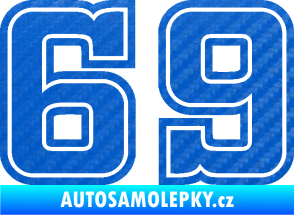 Samolepka Startovní číslo 69 typ 5 3D karbon modrý