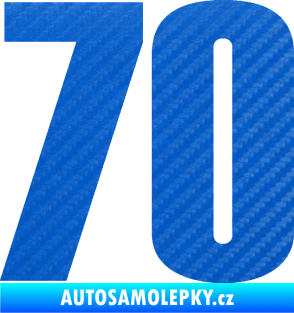 Samolepka Startovní číslo 70 typ 2         3D karbon modrý