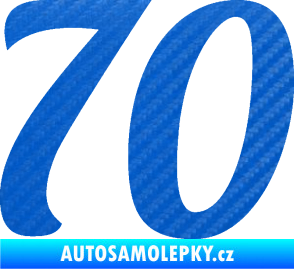 Samolepka Startovní číslo 70 typ 3  3D karbon modrý