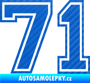 Samolepka Startovní číslo 71 typ 4 3D karbon modrý