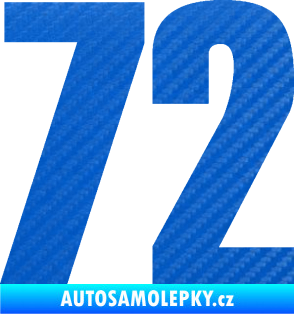 Samolepka Startovní číslo 72 typ 2   3D karbon modrý