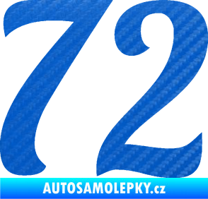 Samolepka Startovní číslo 72 typ 3   3D karbon modrý