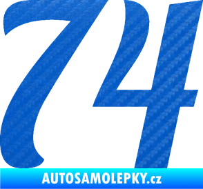 Samolepka Startovní číslo 74 typ 3   3D karbon modrý