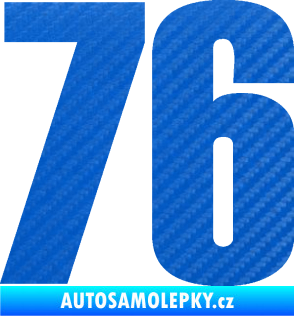 Samolepka Startovní číslo 76 typ 2       3D karbon modrý