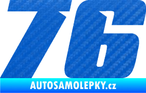 Samolepka Startovní číslo 76 typ 6 3D karbon modrý
