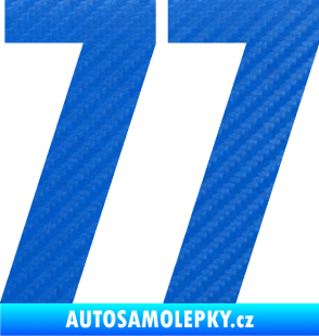 Samolepka Startovní číslo 77 typ 2        3D karbon modrý