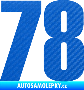 Samolepka Startovní číslo 78 typ 2         3D karbon modrý