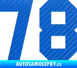 Samolepka Startovní číslo 78 3D karbon modrý