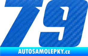 Samolepka Startovní číslo 79 typ 6 3D karbon modrý