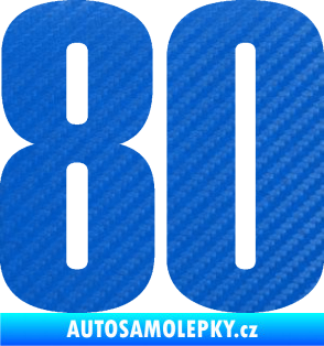Samolepka Startovní číslo 80 typ 2           3D karbon modrý