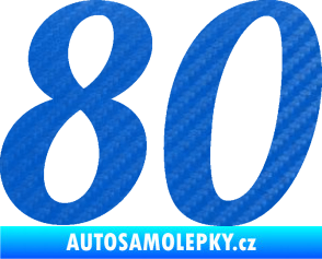 Samolepka Startovní číslo 80 typ 3   3D karbon modrý