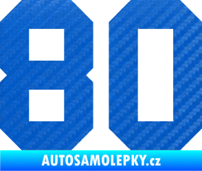 Samolepka Startovní číslo 80 3D karbon modrý